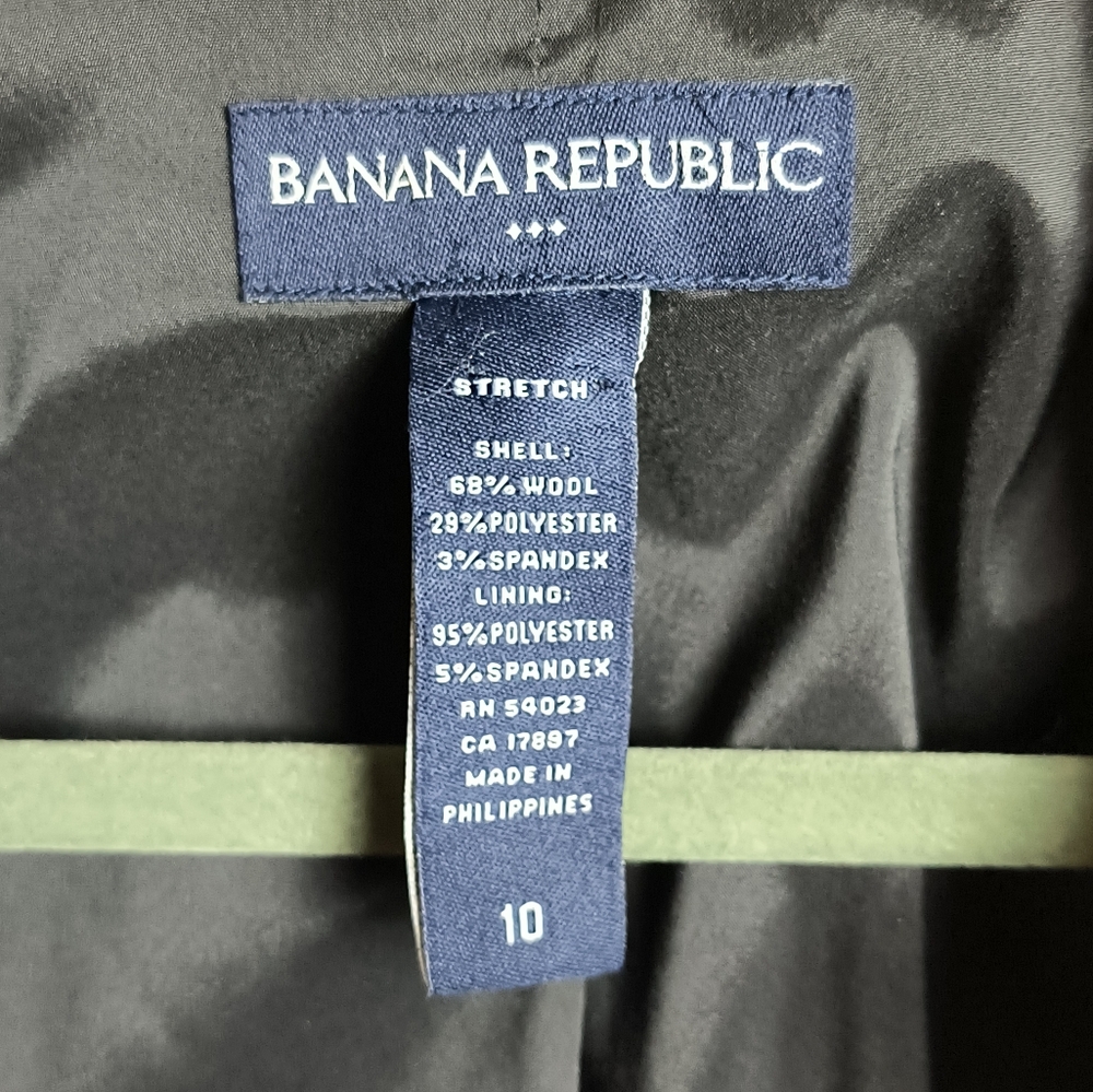 Banana Republic Black Blazer Wool Blend Suit Jacket Stretch Size 10 Office Caree - Picture 4 of 6